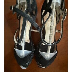 ANNA KERN Black Suede Shoes Italian Ballroom Strappy Dance Heels Euro 37-38 US 7